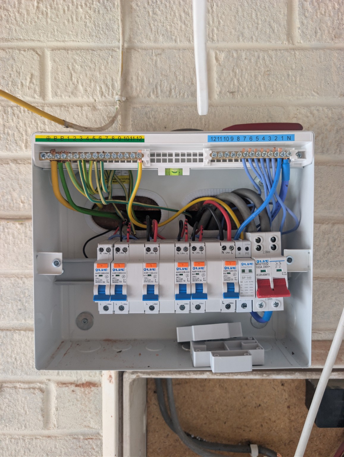 Inside the completed replacement consumer unit in Perton